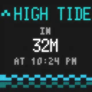 Panel screen: high tide in 32 minutes