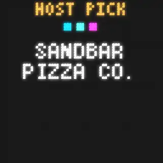 Panel screen: the host's pick for pizza, Sandbar Pizza Co.