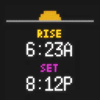 Panel screen: today's sunrise and sunset times